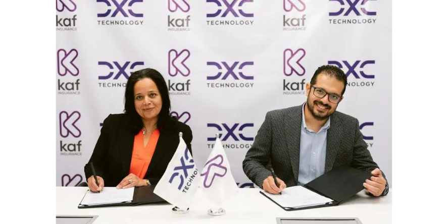 Neveen Gala, Managing Director of DXC Technology Egypt; George Ghobrial, CEO of Kaf Insurance