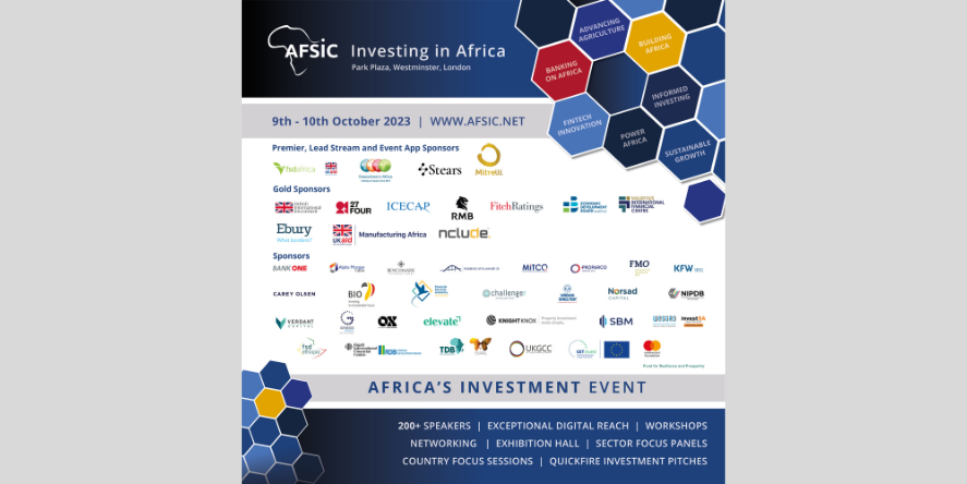 AFSIC - Investing in Africa 2023 taking place October 9th and 10th 2023 in London will welcome over 1200 delegates to two days summit