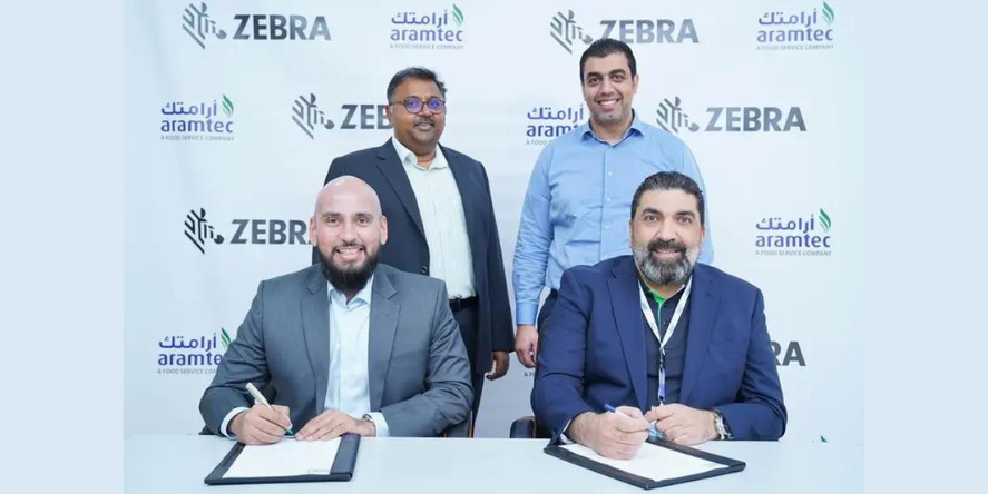 Edgard Chalhoub, Managing Director, Aramtec.and Hozefa Saylawala, Regional Director, Middle East, Zebra Technologies, during the agreement signing ceremony.