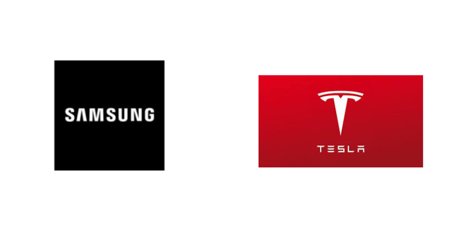 Samsung and Tesla logo