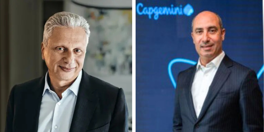 (Left)Aiman Ezzat, CEO of Capgemini Group, in his office. Paris, France. January 5, 2023. Image Courtesy: Antoine Doyen. (right) Hossam Seifeldin, CEO of Capgemini Egypt. Image courtesy: LinkedIn profile.