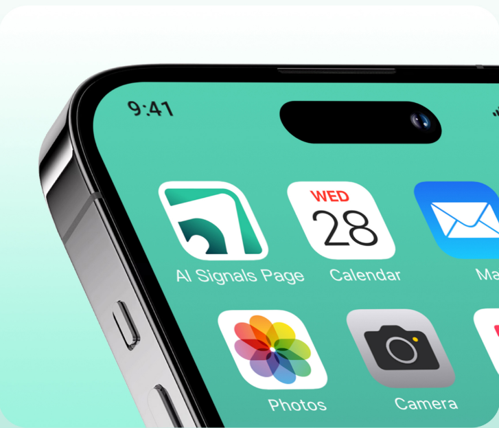 (Picture for Reference Only: AI Signals Page Mobile Application)