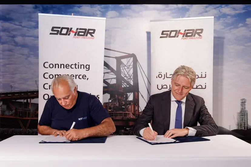 Stéphane Aver, Chairman of HYNAT SA, and Emile Hoogsteden, CEO of SOHAR Port. Image Courtesy: SOHAR Port
