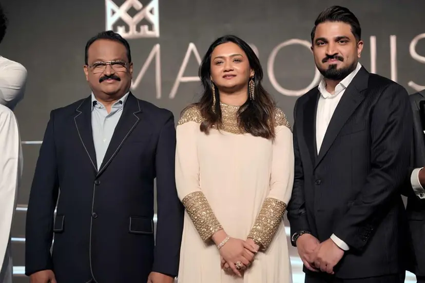 Marquis Developers unveils seventh project Marquis One at Arjan Community. From left to right- Mr. P. B. Navas Khan, Chairman, Mrs. Nashwa Navas, Executive Director, Mezuk Mohamad, Managing Director. Image Courtesy: Marquis Developers