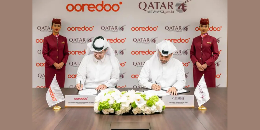 Ooredoo and Qatar Airways MoU signing ceremony. (Image Courtesy: Ooredoo)