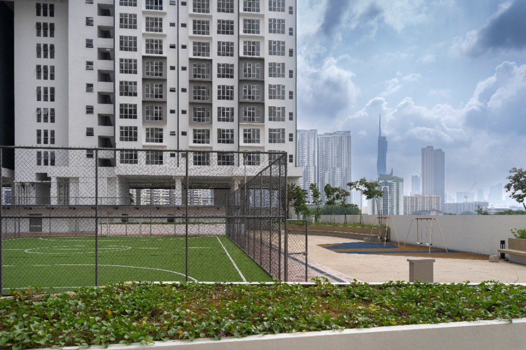 Recreational facilities such as the futsal court provide residents with active, community centred spaces.  Image Courtesy: PR1MA