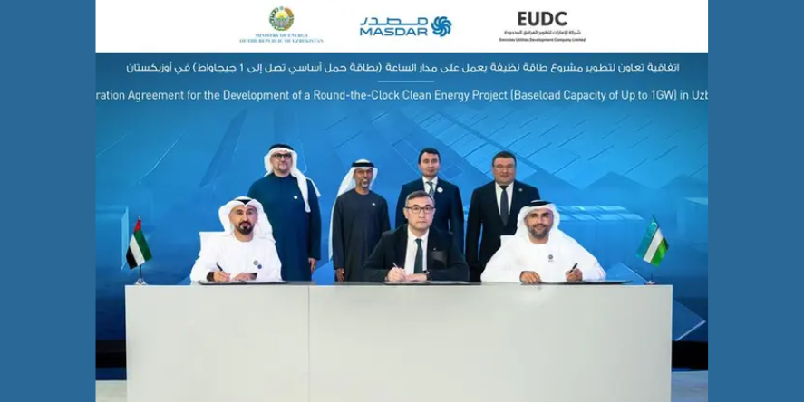 Abu Dhabi Future Energy Company PJSC – Masdar, a global clean energy leader, has signed a collaboration agreement with Emirates Utilities Development Company (EUDC) and the Republic of Uzbekistan’s Ministry of Energy relating to the development of a gigascale round-the-clock clean energy project in the Central Asian nation. Image courtesy: Masdar