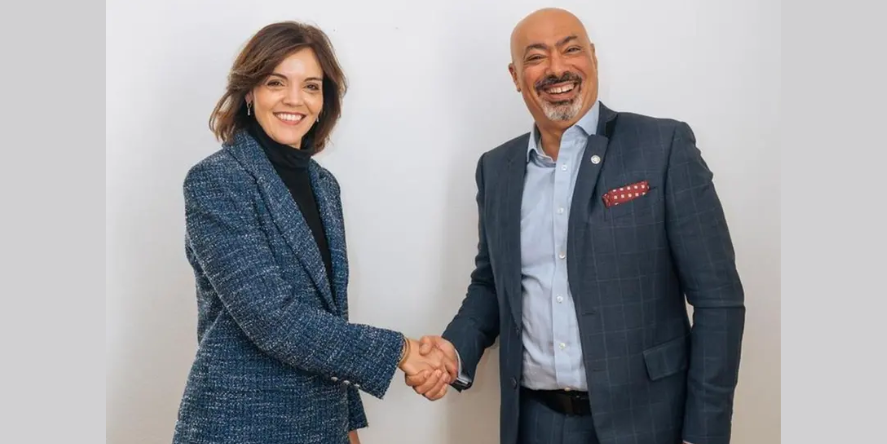 Ana Paula Assis, SVP and Chair for Europe, the Middle East, Africa, and Asia Pacific, IBM, and Hatem Dowidar, Group CEO, e&. Image Courtesy: e& UAE