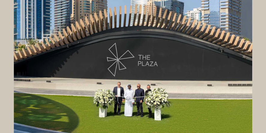 DMCC has announced the opening of The Plaza at Uptown Dubai, a 21,000 square metre open-air space that anchors the district’s masterplan. Image courtesy: DMCC