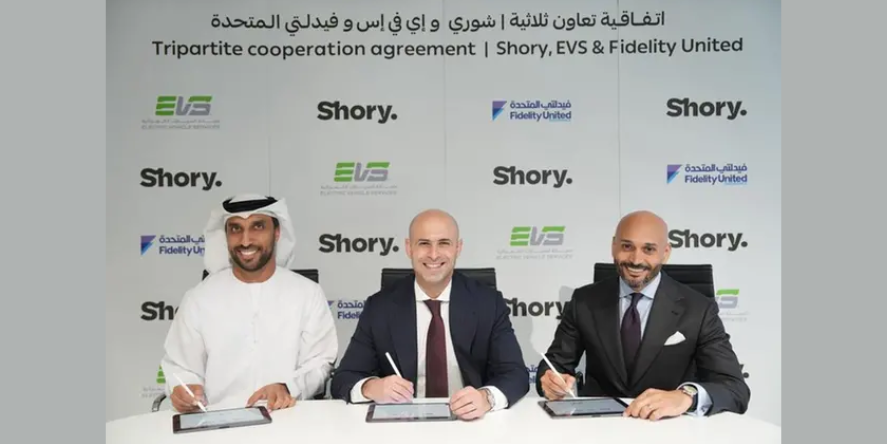 Saeed Aljunaibi, Founder & CEO, EVS, Aoun Al Smadi, CEO of Shory UAE, Ahmed Nasef, CEO, Fidelity United. Image Courtesy: Shory UAE