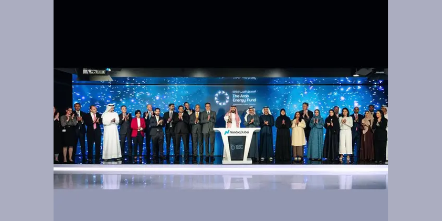 The Arab Energy Fund’s sukuk listing bell-ringing ceremony. Image Courtesy: Nasdaq Dubai