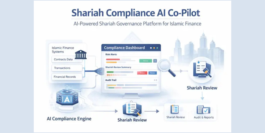 AI-powered Shariah Compliance Co-Pilot concept designed to support Islamic financial institutions in enhancing governance, transparency, and compliance workflows across digital banking systems in the Suadi. Image Courtesy: Daeson Technologies