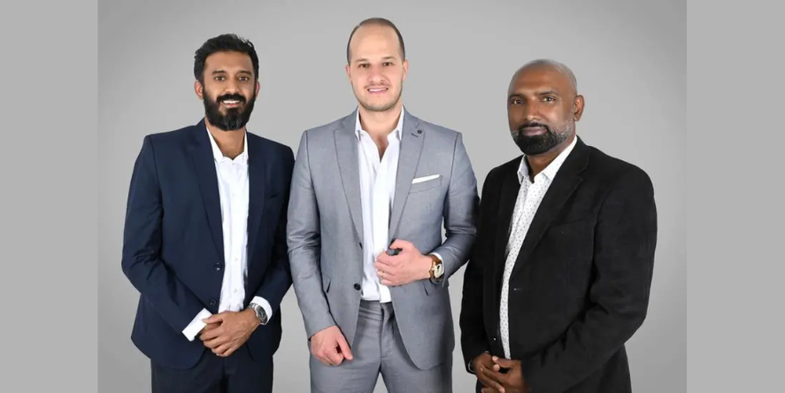 Aashish Mulye, Sales Manager (left), Aziz Amri, Director of Sales and Marketing, KSA (centre), and Shiraaj Shaleeh, Head of Sales (right). Image Courtesy-MYCRANE