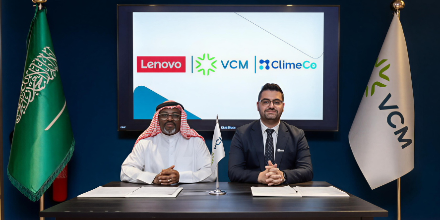 The Regional Voluntary Carbon Market Company (VCM) announced a landmark collaboration with Lenovo and ClimeCo. (Image courtesy: Zawya)