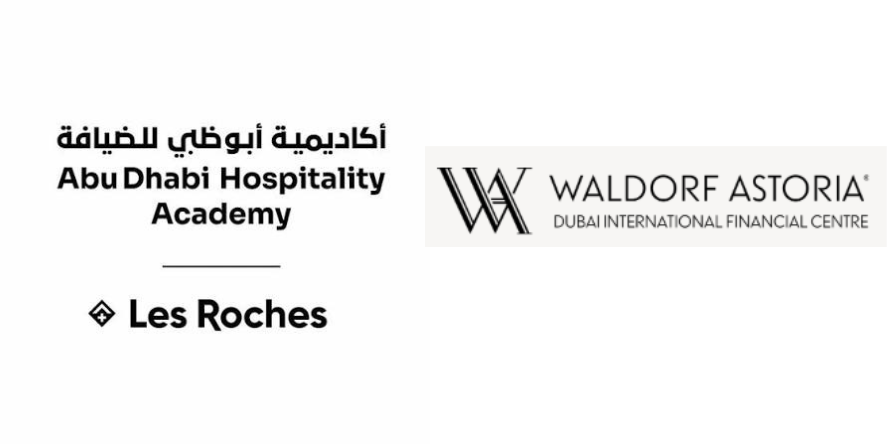 Abu Dhabi Hospitality Academy – Les Roches Logo and Waldorf Astoria DIFC Logo
