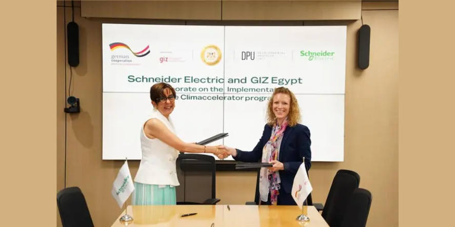 Asmaa El Shiemy, Sustainability Senior Manager, Africa at Schneider Electric, and Svenja Brachmann, Head of Private Sector Innovation Project (PSI II) at GIZ Egypt. Image Courtesy: Schneider Electric