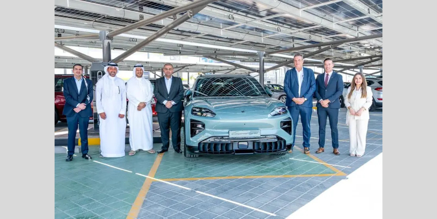 EV charging infrastructure at Sitra Service Station opening event. Image Courtesy-Kanoo Real Estate