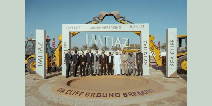 Masih Imtiaz, CEO of Imtiaz Developments, alongside members of the company's executive leadership team, celebrating the commencement of construction for the landmark project. Image courtesy: Imtiaz Developments