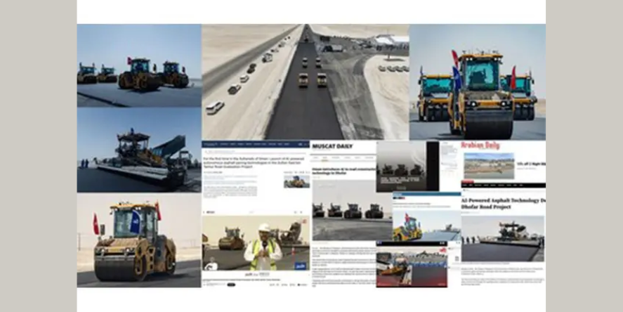 XCMG Digital & Intelligent Road Construction Solutions Support Oman's First AI-Powered Autonomous Asphalt Paving Demonstration. Image courtesy: XCMG