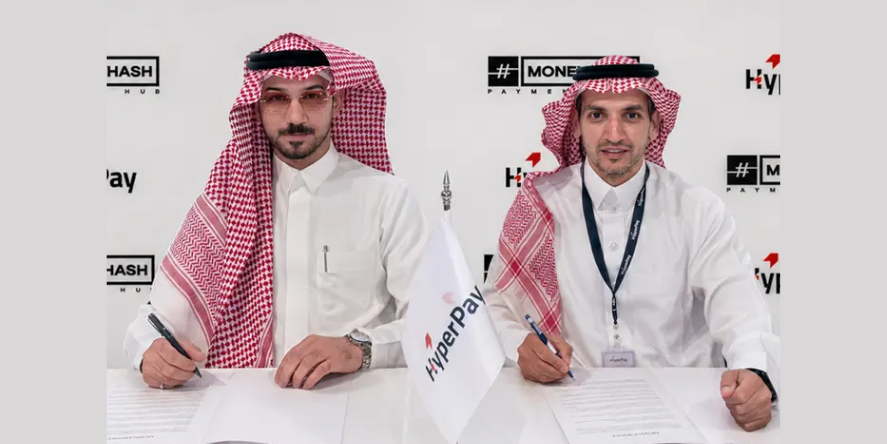 Abdullah Khayat, Country Director & General Manager of Saudi Arabia at MoneyHash and Abdulrahman Al Malki, Chief of Sales & Revenue at HyperPay at the signing ceremony. (Image courtesy: MoneyHash official website)
