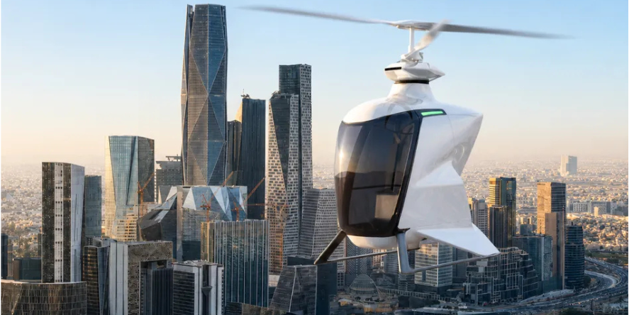 FlyNow, the developer of pilotless electric aircraft for air taxi services, logistics, and emergency response, has officially moved its global headquarters to Riyadh. Image courtesy FlyNow