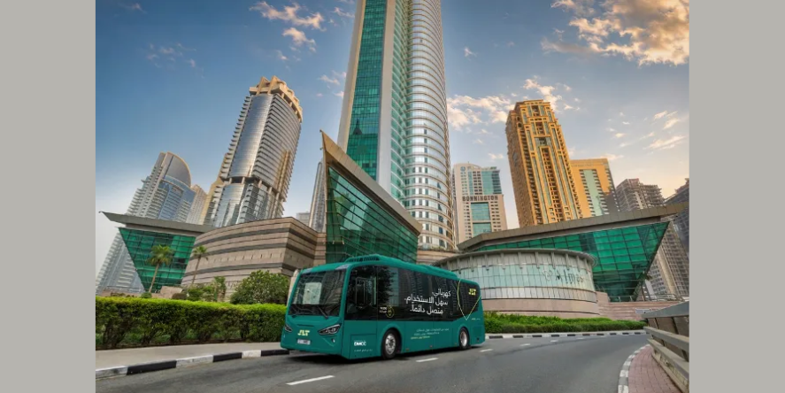 Master developer, DMCC, has announced the launch of JLT Link, a 100 per cent electric-powered bus service designed to enhance connectivity across Jumeirah Lakes Towers (JLT) and Uptown Dubai with services commencing on 1 August 2026. Image courtesy: DMCC