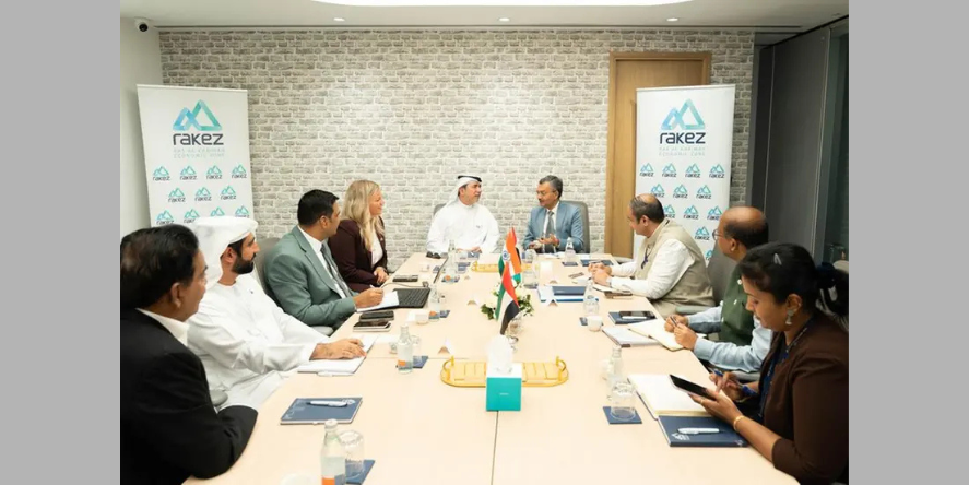 RAKEZ team welcomes the Indian delegation led by the Ambassador of India to the UAE Dr. Deepak Mittal. Image courtesy-RAKEZ