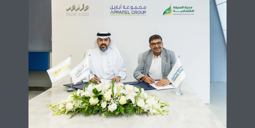 Dr. Moath Al-Yahya, Chief Executive Officer of Knowledge Economic City, and Mr. Neeraj Teckchandani, Chief Executive Officer of Apparel Group. (Image Courtesy : Apparel Group